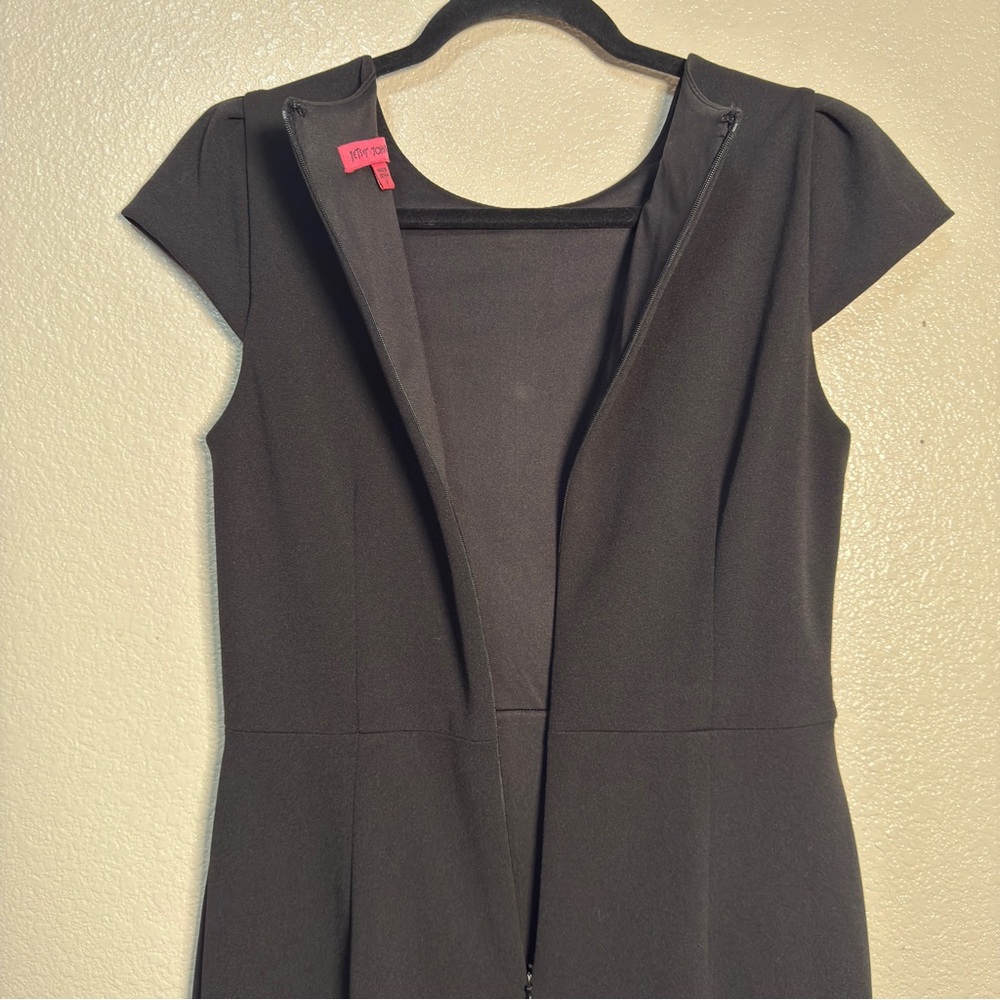 Betsey Johnson Classic Black Midi Puff Sleeve Dress Sz 6 - Picture 8 of 11